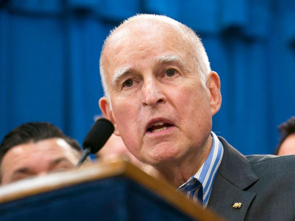 FILE - In this July 17, 2017 file photo Gov. Jerry Brown speaks at a Capitol news conference in Sacramento, Calif. Brown signed 