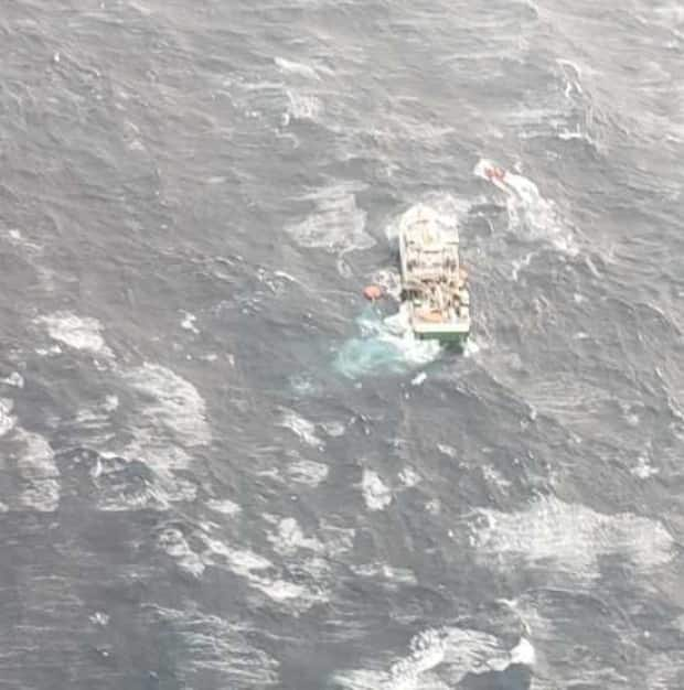 The Atlantic Destiny was still in rough waters when rescue crews removed the final crew members from the vessel. 