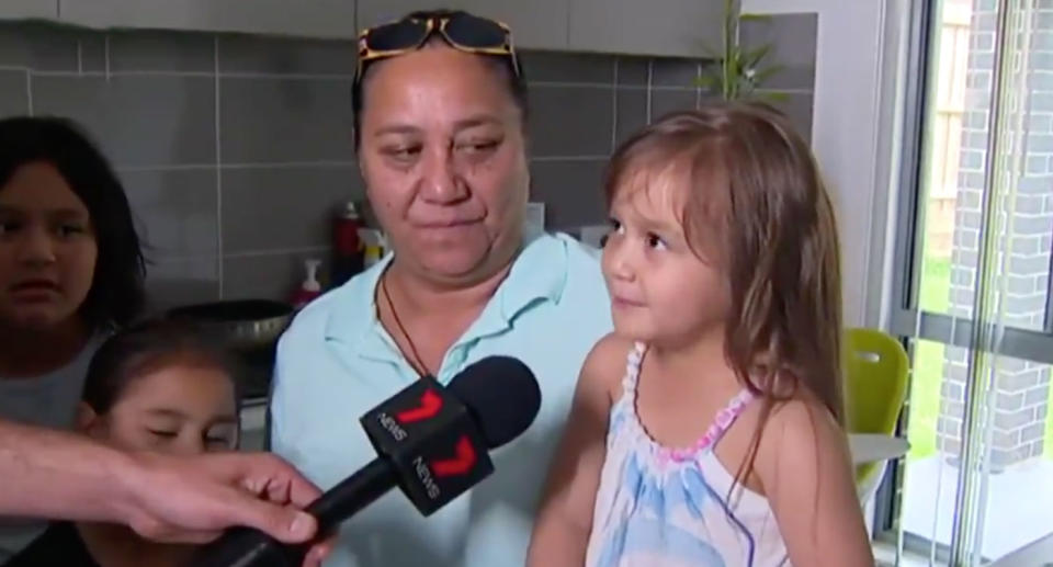 Maddie Sheridan, 4, asked her mum for a piece of fruit on Monday and found a needle inside her orange purchased from Woolworths, Casula. Source: 7 News