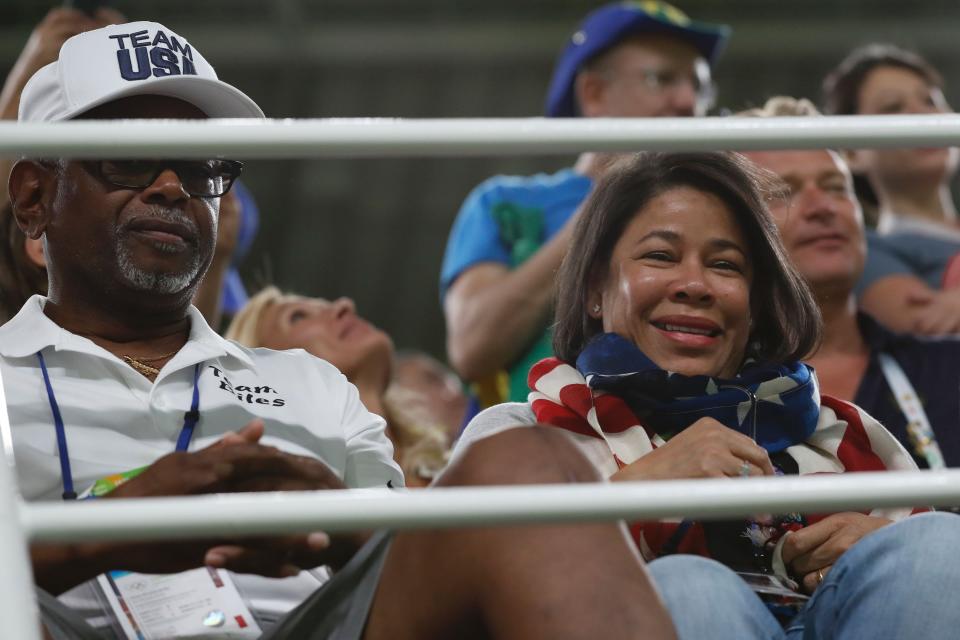 Simone Biles’s grandparents, whom she calls mum and dad, attended every major competition until Tokyo (AFP/Getty)