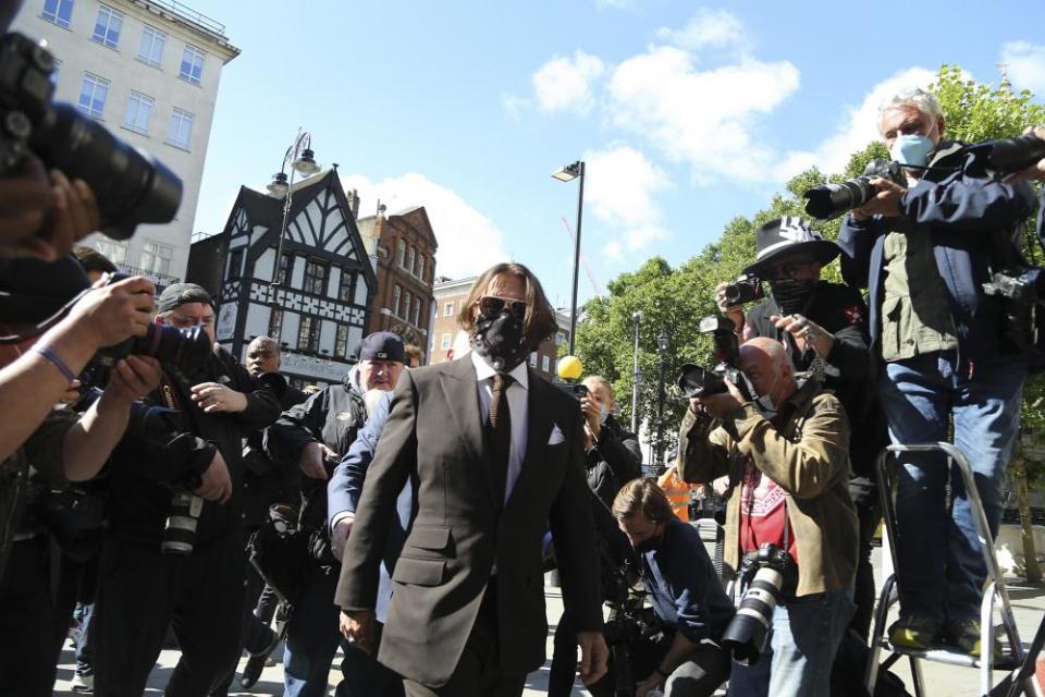 Johnny Depp outisde the Royal Courts of Justice