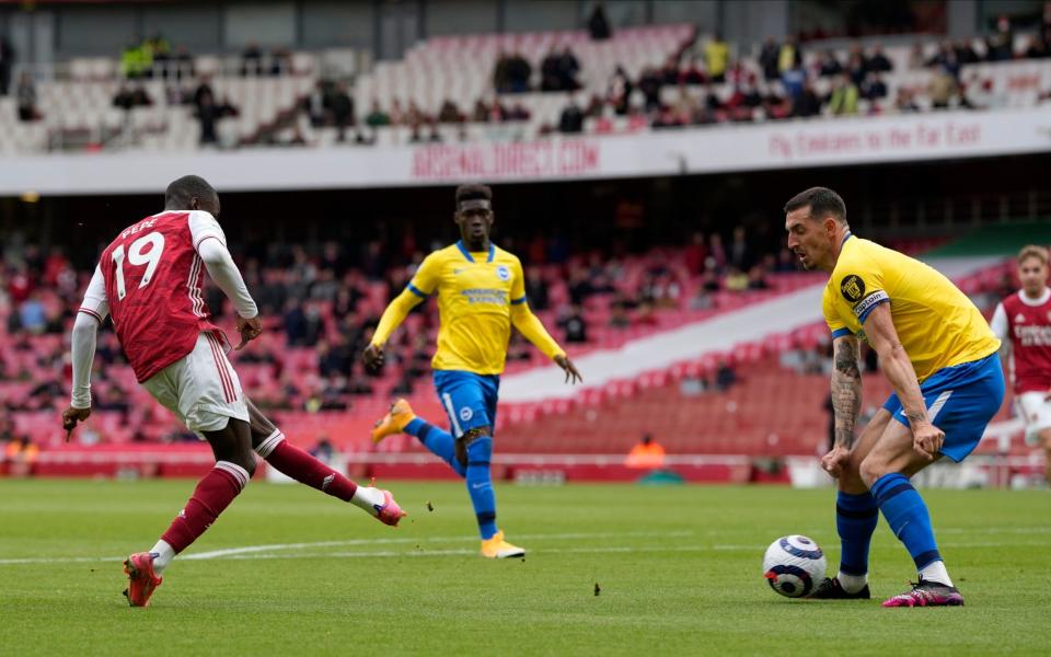 Nicolas Pepe double downs Brighton - but Arsenal's European push falls just short - AP