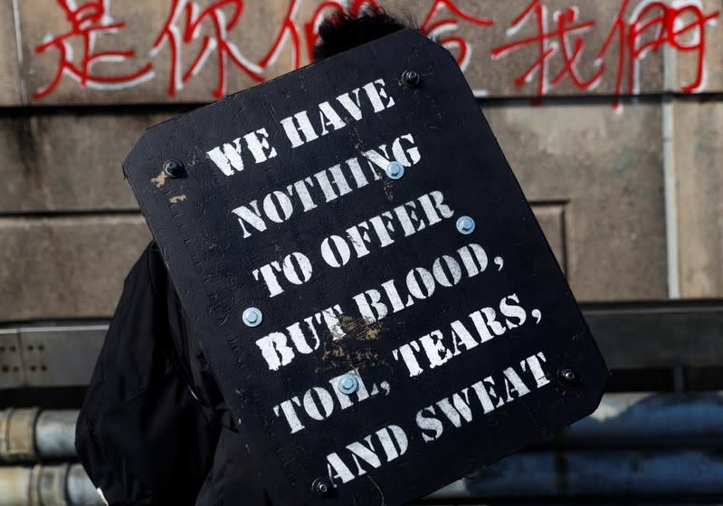 Protesters at the Chinese University in Hong Kong