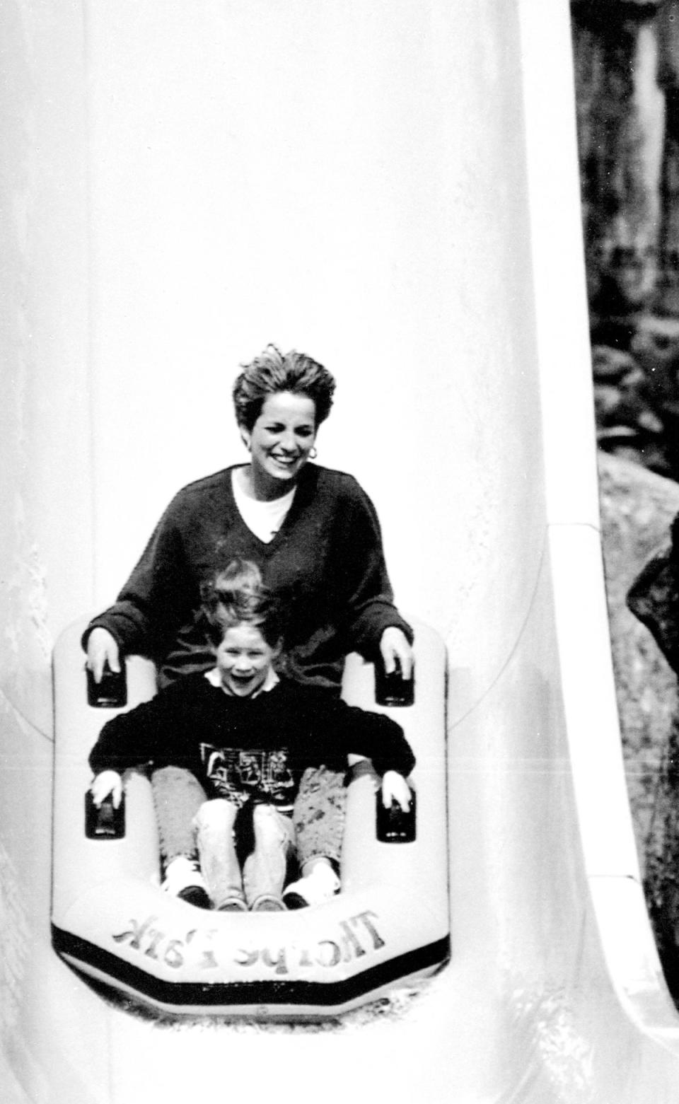 Diana, Princess of Wales and Harry at Thorpe Park (PA) (PA Media)