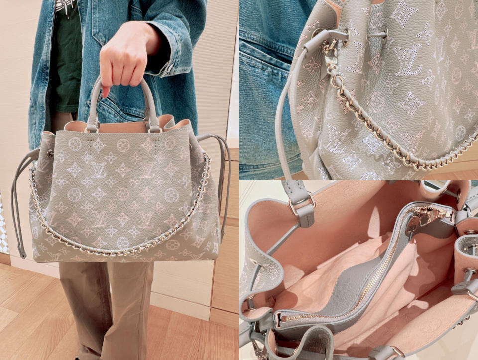 名牌大包推薦：Louis Vuitton Bella 托特包，NT$169,000。Louis Vuitton這款Bella 托特包採用灰色Mahina鏤空雕花皮革製作，不僅可以當成一般托特包圖片來源：編輯拍攝