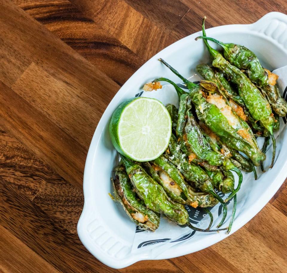 Shrimp-stuffed padron peppers from the Buffalos lunch and dinner menu