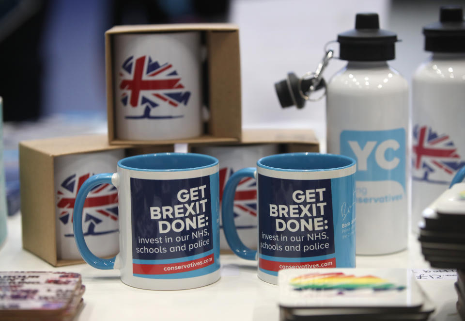 Stands selling merchandise at the Conservative Party Conference being held at the Manchester Convention Centre.