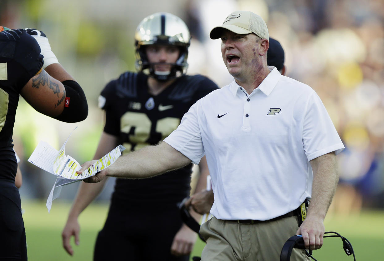 Jeff Brohm went 6-6 in his first season at Purdue. (AP)