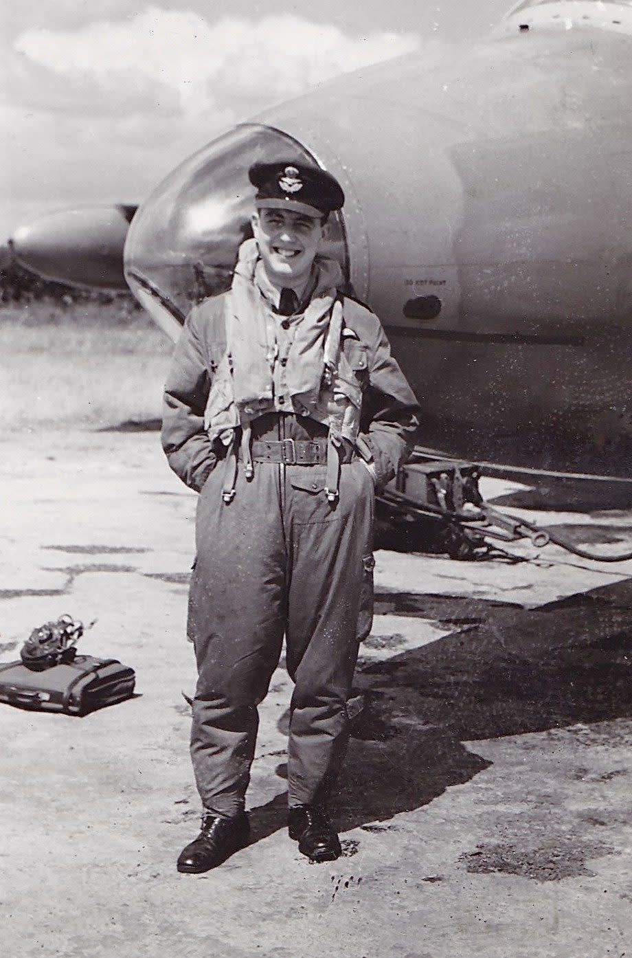 Barry Newton with his Canberra bomber