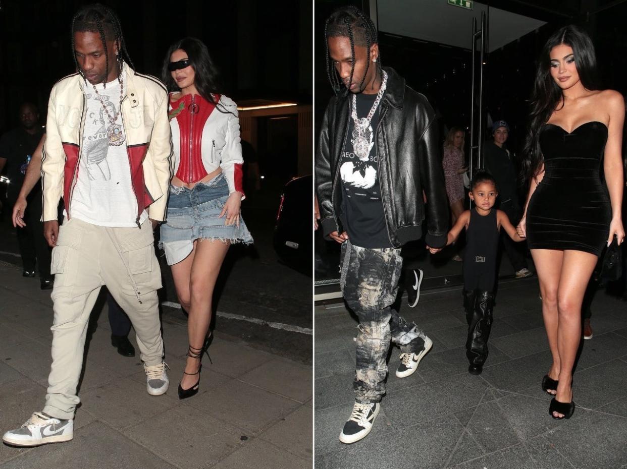 Kylie Jenner, Travis Scott, and Stormi Webster in London, UK.