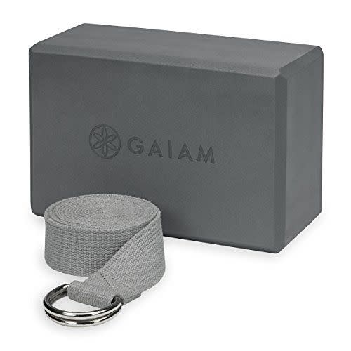 9) Gaiam Yoga Block + Yoga Strap Set