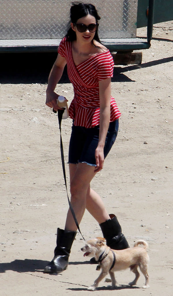 Krysten Ritter walked her dog while on the set in Los Angeles