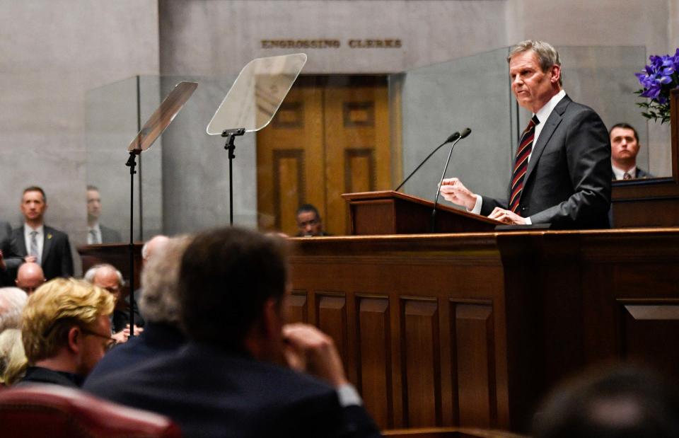 Tennessee Gov. Bill Lee during his annual State of the State address on Monday outlined major new investments in roads.