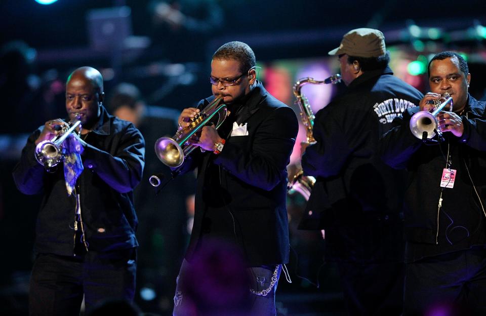 Terrence Blanchard (center) performs during the 51st Annual Grammy Awards held at the Staples Center on February 8, 2009 in Los Angeles. Terence Blanchard featuring The E-Collective will perform Saturday, June 22 at the Clifford Brown Jazz Festival.