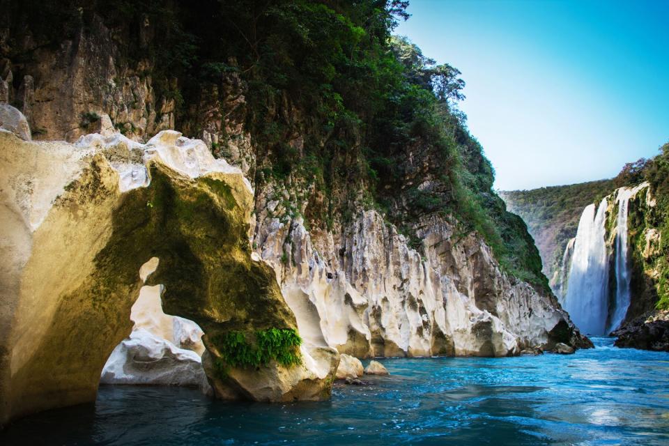 Tampaon River and Tamul Waterfalls in the Huasteca Potosina, San Luis Potosi, Mexico