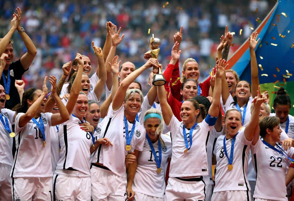 The United States women’s national team hoisted the 2015 women’s World Cup, and will hope to repeat in 2019. (Getty)