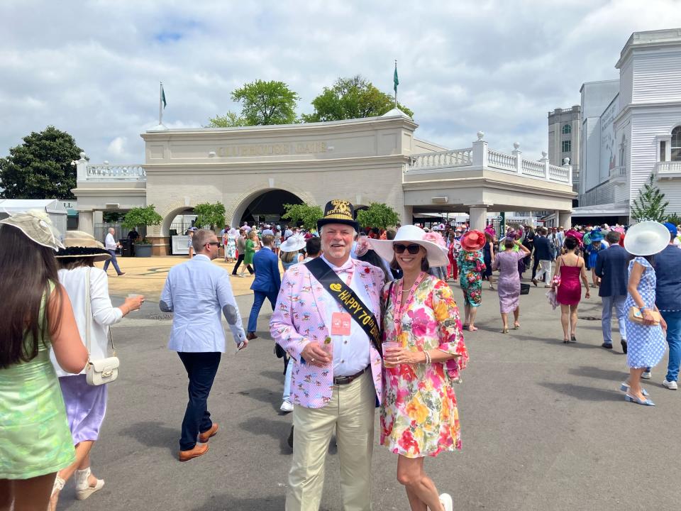 Ken and Sandy Kunkel traveled to the Kentucky Derby at Churchill Downs in Louisville, Kentucky, to celebrate Ken’s 70th Birthday with Sandy’s wine group “The Swirl Girls” on May 4, 2024.