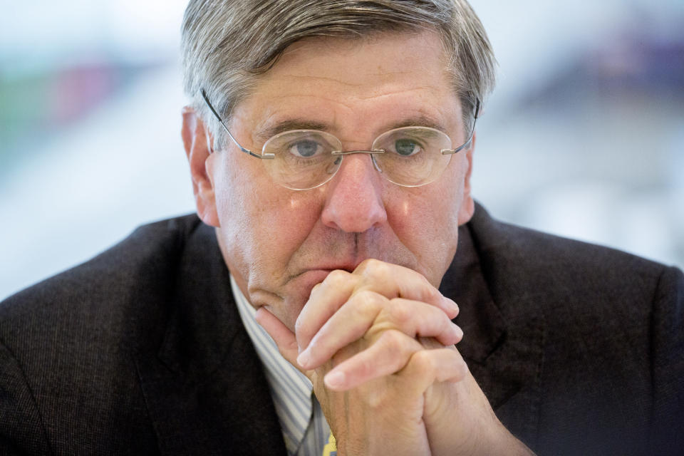 Stephen Moore, a visiting fellow at the Heritage Foundation, listens during an interview in Washington, D.C., Thursday, May 2, 2019. (Photo: Andrew Harrer/Bloomberg via Getty Images)