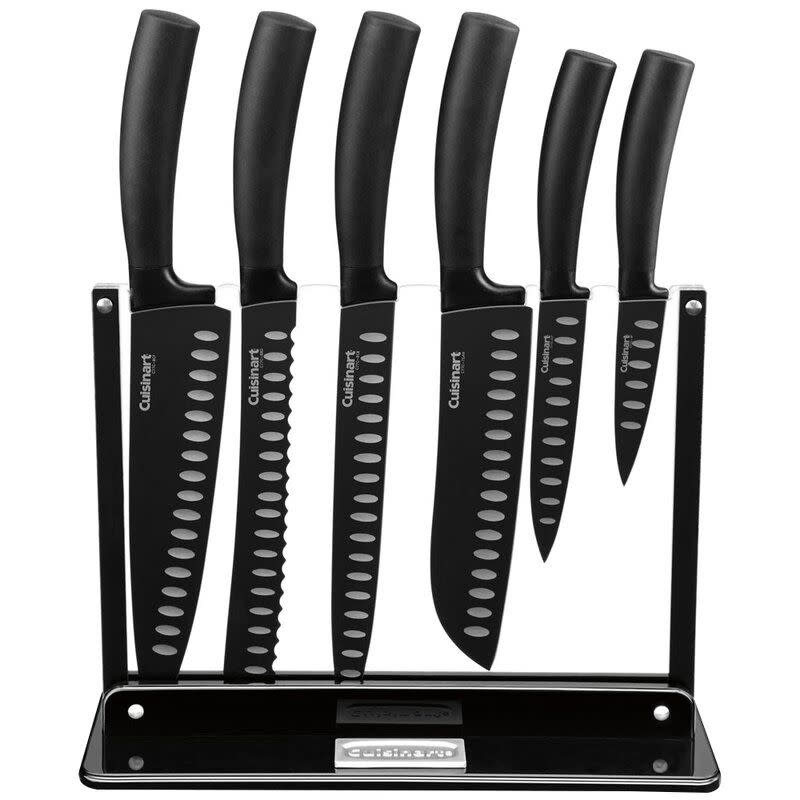 6) Cuisinart Classic 7 Piece Nonstick Knife Block Set