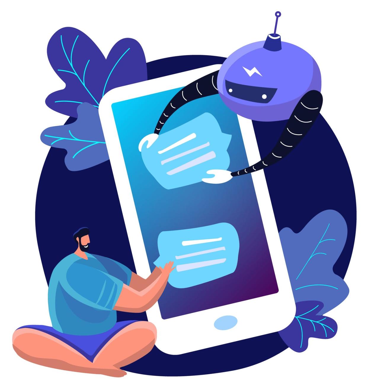 <span class="caption">Are you being deceived by a robot?</span> <span class="attribution"><a class="link " href="https://www.gettyimages.com/detail/illustration/customer-user-man-chatting-with-chatbot-royalty-free-illustration/1185431758" rel="nofollow noopener" target="_blank" data-ylk="slk:Alina Kvaratskhelia/iStock/Getty Images Plus;elm:context_link;itc:0;sec:content-canvas">Alina Kvaratskhelia/iStock/Getty Images Plus</a></span>