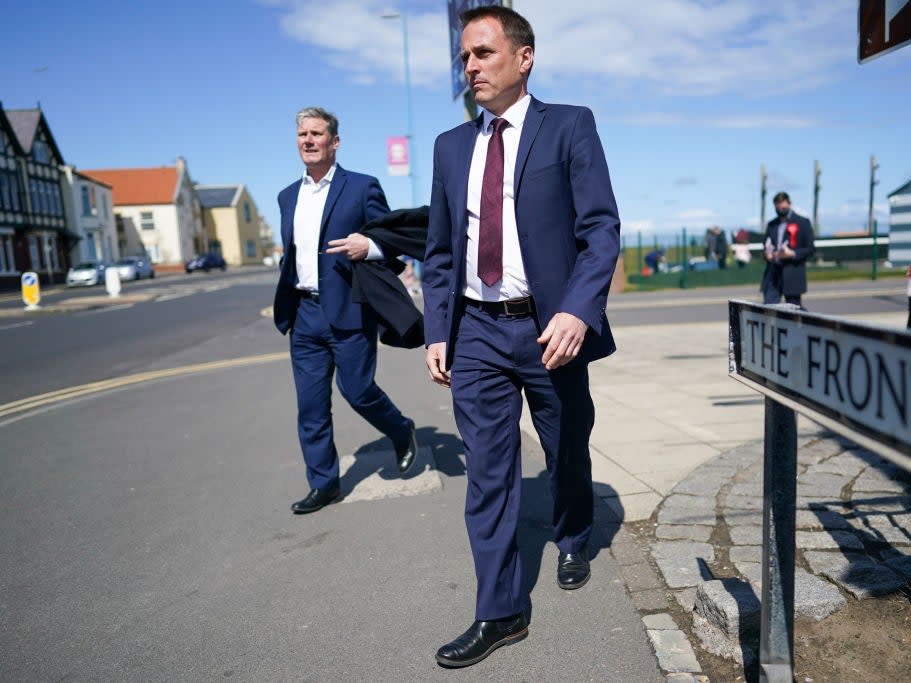 <p>Keir Starmer and Paul Williams (right) visit the Seaton Carew seafront</p> (Getty Images)