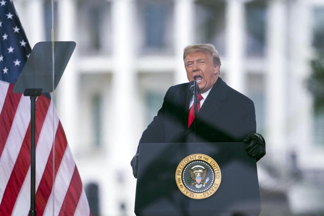 On Jan. 6, 2021, then-President Donald Trump exhorted followers to object to the results of the 2020 presidential election. <a href="https://newsroom.ap.org/detail/TrumpCapitolRiot/71cf82caf12d48ce8e14571685ad0441/photo" rel="nofollow noopener" target="_blank" data-ylk="slk:AP Photo/Evan Vucci;elm:context_link;itc:0;sec:content-canvas" class="link ">AP Photo/Evan Vucci</a>