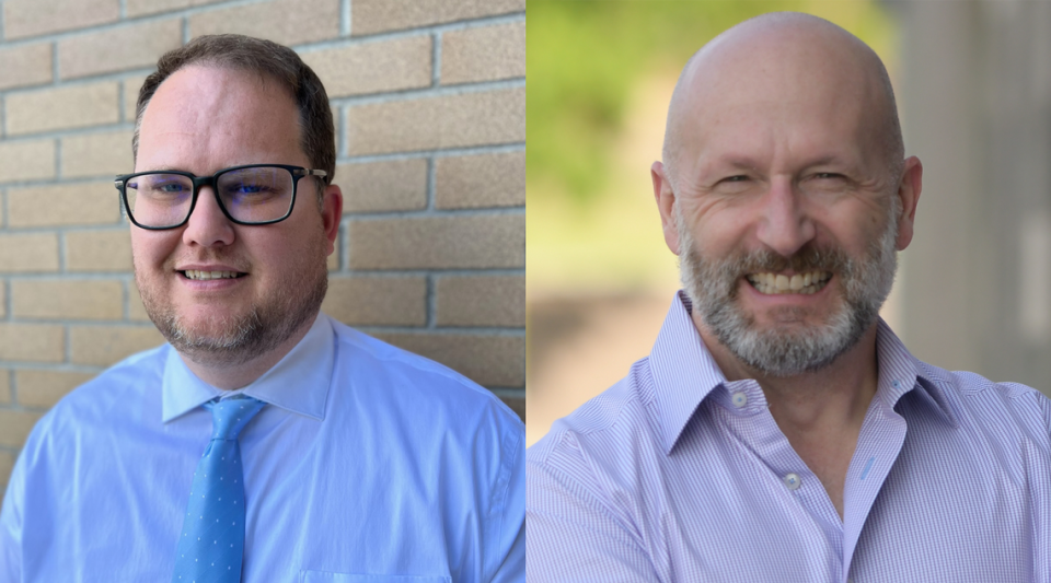 Incumbent Michael Connors, right, and Dustin Petersen, left, will face off on the Nov. 7 ballot for Kennewick School Board’s Director No. 3 seat.