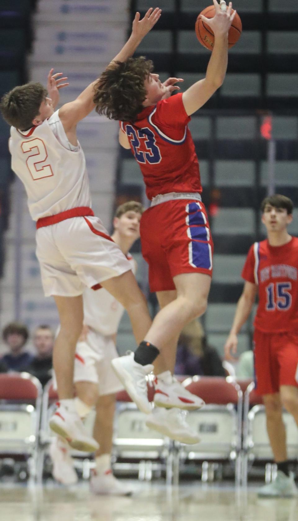 Tappan Zee defeated New Hartford 58-48 in a NYSPHSAA Class A semifinal basketball game at the Cool Insuring Arena in Glens Falls March 17, 2023. 