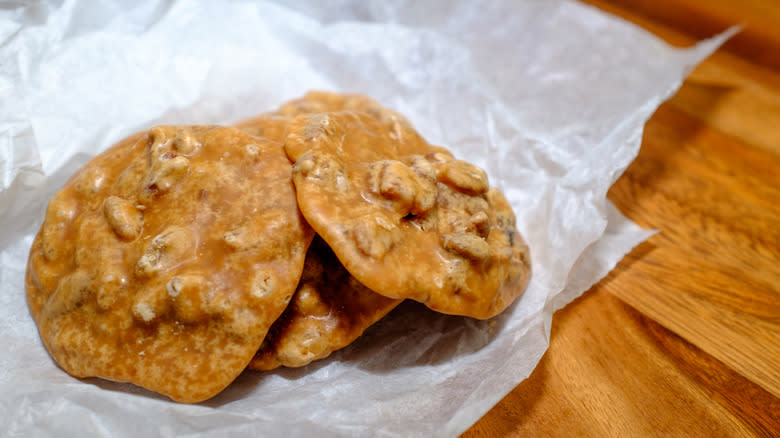 pralines on wax paper