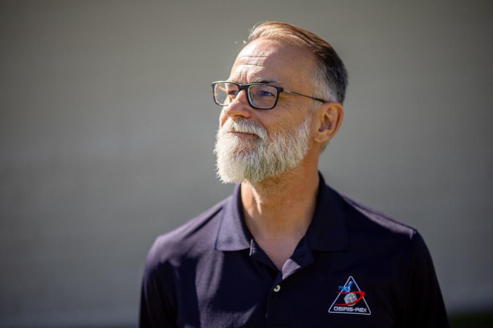 Dante Lauretta, the OSIRIS-REx principal investigator from the University of Arizona, poses at Dugway Proving Grounds on Thursday.