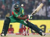 Bangladesh's Sohag Gazi plays a ball against India during their Asia Cup 2014 one-day international (ODI) cricket match in Fatullah February 26, 2014.