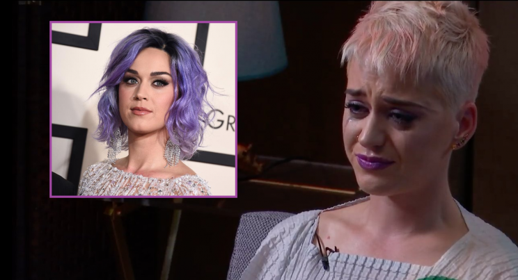 Katy broke down as she opened up about her haircut.