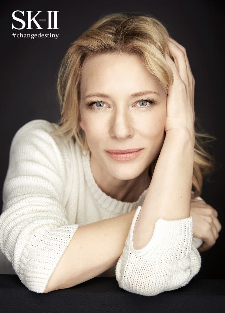 Cate Blanchett poses for brand SK-II