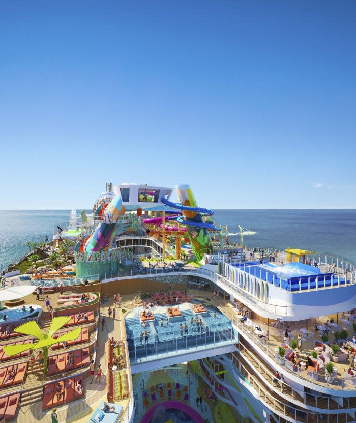 Tucked away on Icon of the Seas, The Hideaway combines the good vibes of beach club scenes around the world and uninterrupted ocean views. At the center of it all is the first suspended infinity pool at sea, surrounded by a multilevel terrace, whirlpools, a variety of seating and dedicated bar.