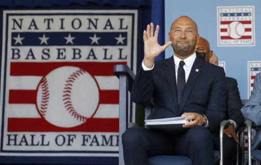 紐約洋基傳奇球星基特（Derek Jeter）入主名人堂。法新社