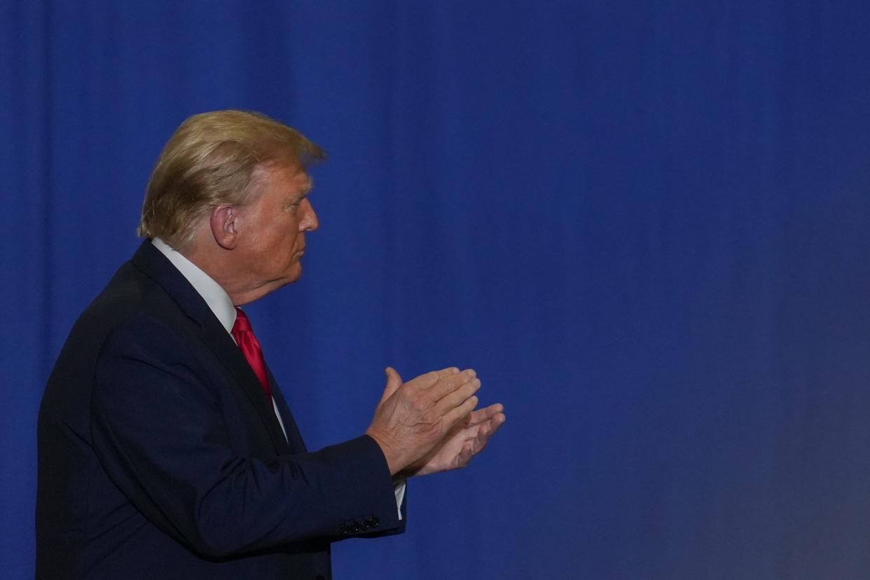 Republican presidential candidate Donald Trump speaks to supporters in Greensboro, North Carolina on March 2, 2024.