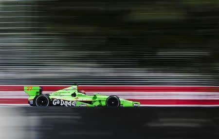 Team Godaddy.com driver James Hinchcliffe of Canada races during the practice session at the Honda Indy in Toronto July 6, 2012. REUTERS/Mark Blinch