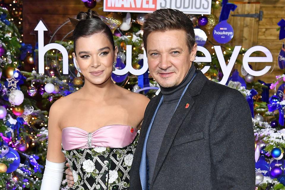 Hailee Steinfeld and Jeremy Renner attend the UK Fan Screening of "Hawkeye" at Curzon Hoxton on November 11, 2021