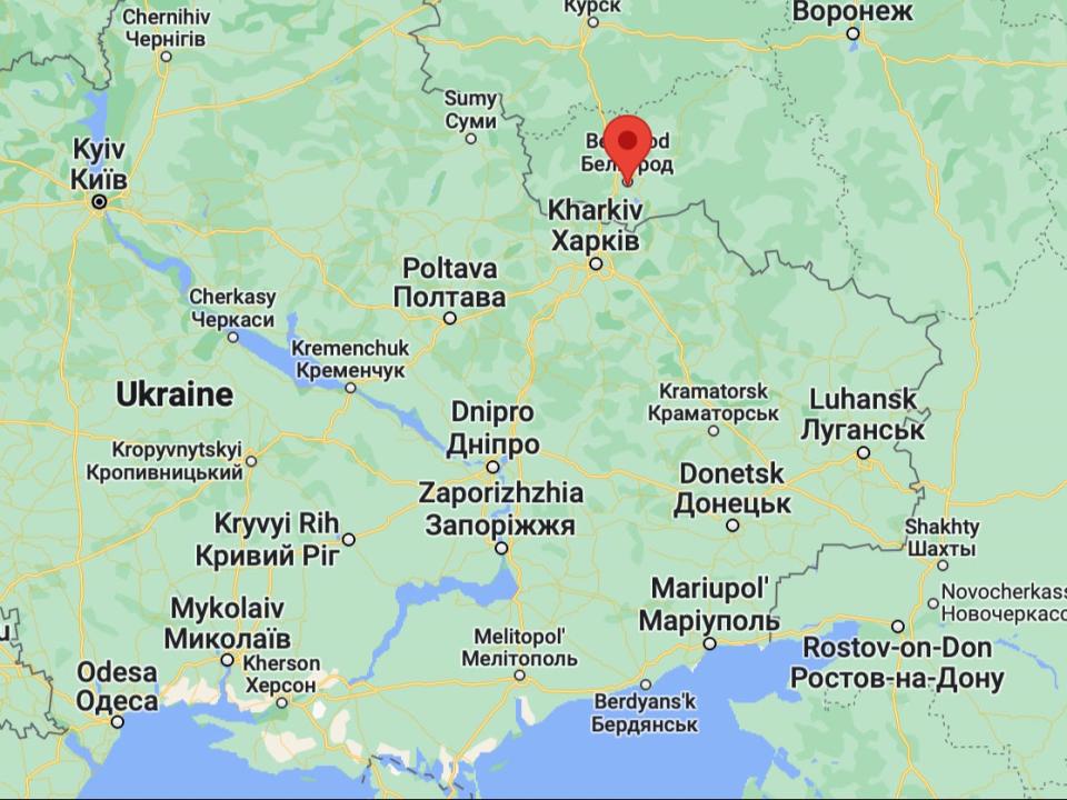 The region of Belgorod, close to Russia’s border with eastern Ukraine (Google Maps)