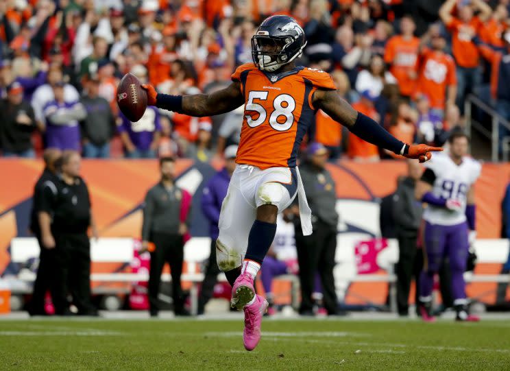 Von Miller and the Broncos planned to meet Friday (AP)