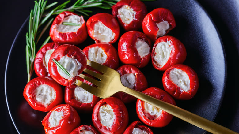 red cherry peppers filled with soft cheese