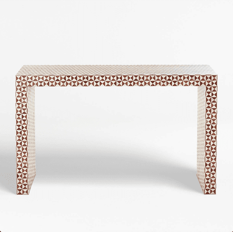 <p><a href="https://www.crateandbarrel.com/intarsia-console-table/s553202" data-component="link" data-source="inlineLink" data-type="externalLink" data-ordinal="1" rel="nofollow">Crate & Barrel</a></p>