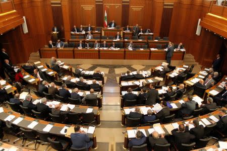 Lebanese members of parliament attend a general parliament discussion in downtown Beirut, Lebanon October 17, 2017. REUTERS/Mohamed Azakir