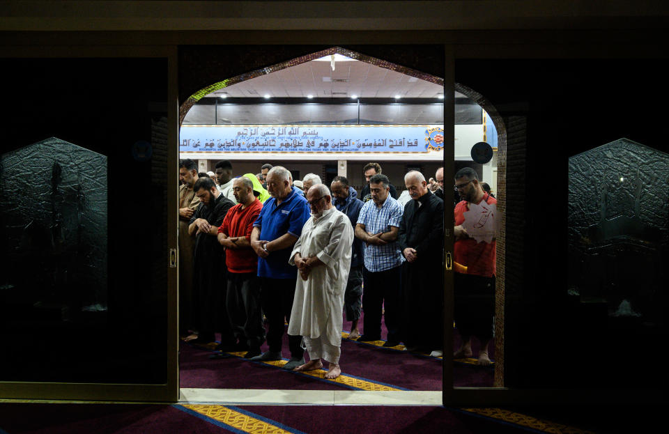 People gather for morning prayers at Lakemba Mosque in the suburb Lakemba on March 16, 2019 in Sydney, Australia. (Photo:  James Gourley/Getty Images)