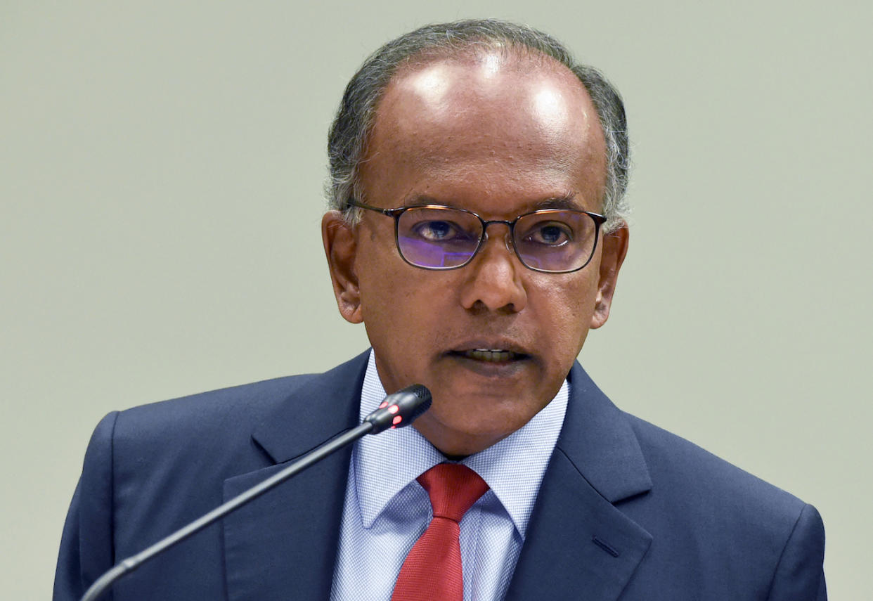 Singapore's Home Affairs and Law Minister, K. Shanmugam emphasises the need to maintain harmony within the country while condemning terrorism and violence during his address to the local press.