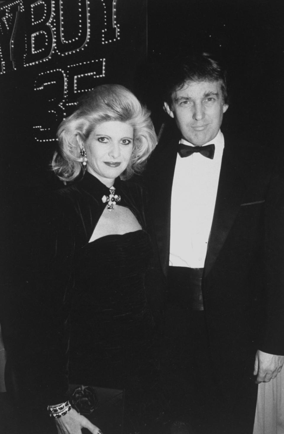 <p>Real estate developer Donald Trump with wife Ivana attend a party for 35th anniversary of <em>Playboy</em> on Dec. 1, 1988. (Photo: Robin Platzer/Twin Images/The Life Images Collection/Getty Images) </p>