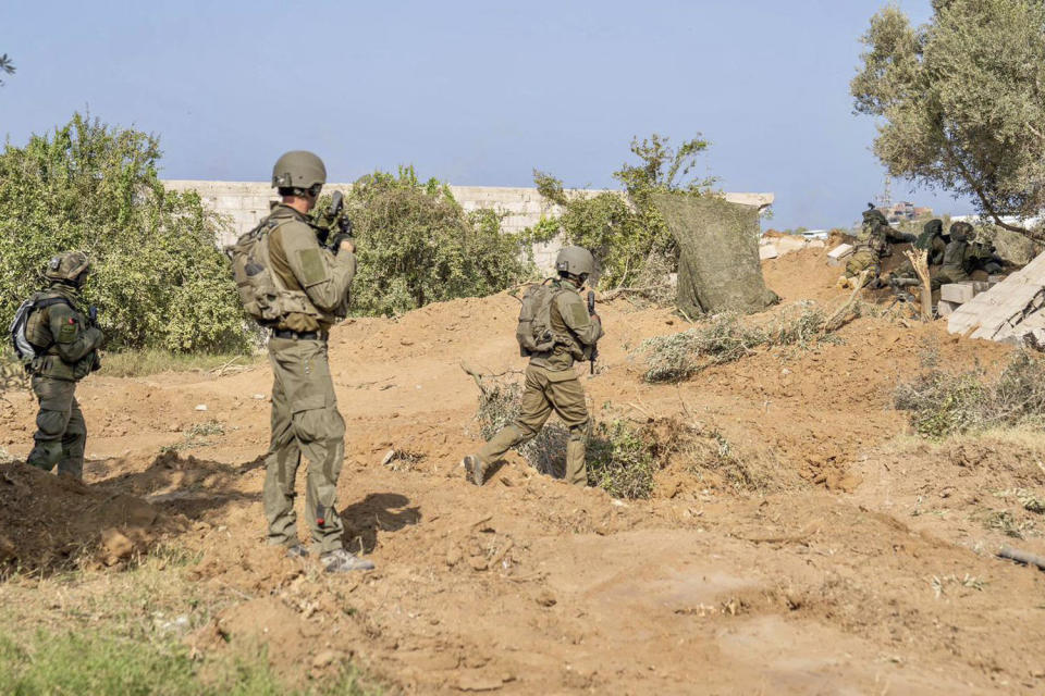 Israeli troops during a ground operation in the Gaza Strip (Israel Defense Forces via AP)