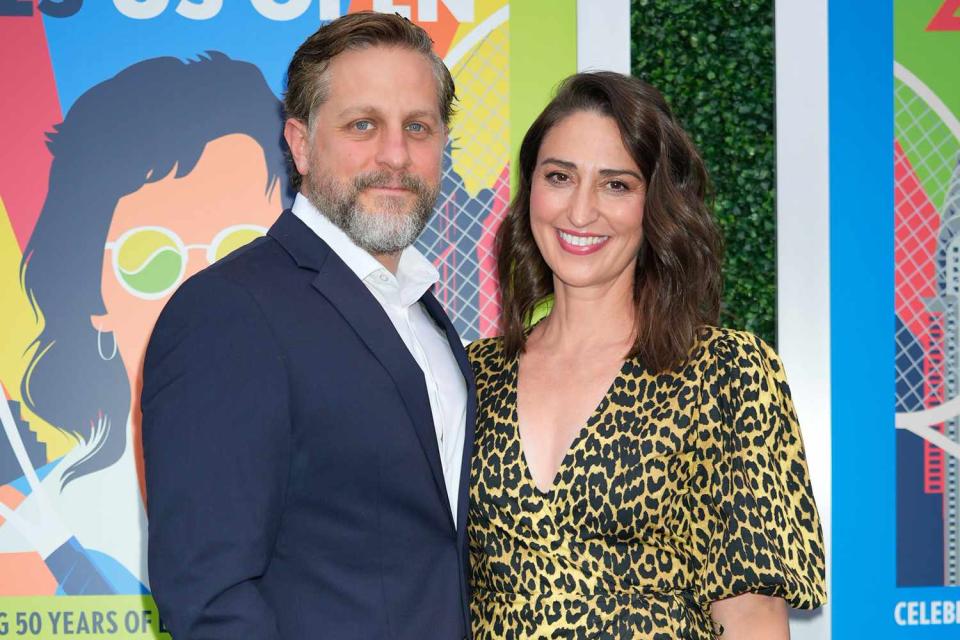 <p>Gotham/GC Images</p> Joe Tippett and Sara Bareilles