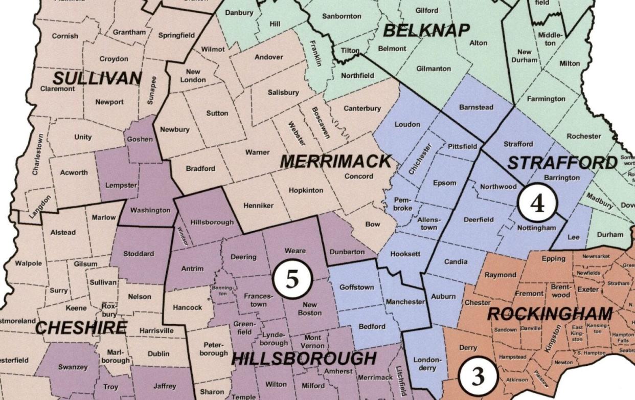 A map showing 2022 New Hampshire Executive Council districts.