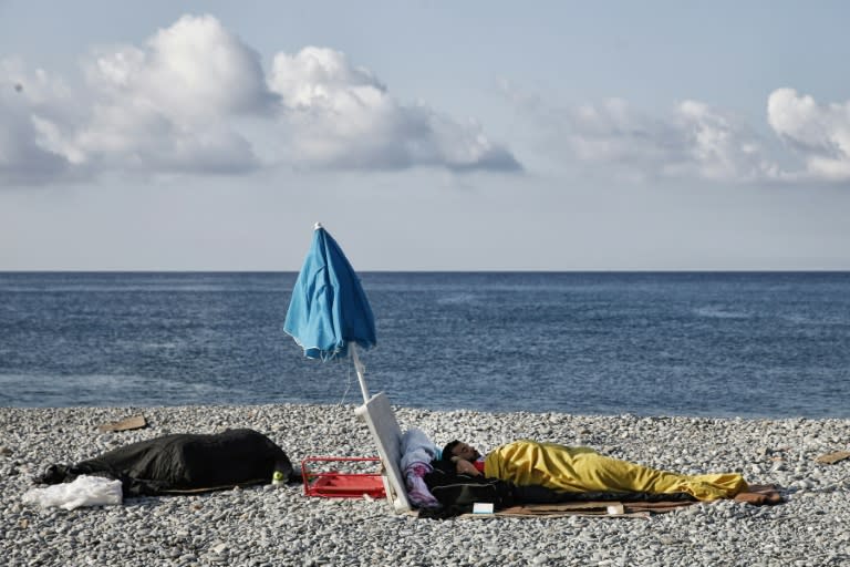 Migrants sleep on the beach in Ventimiglia, near the French border, trying to cross. Since the start of 2017, over 117,000 have crossed the Mediterranean to Europe from north Africa -- more than 96,000 of them arriving in Italy